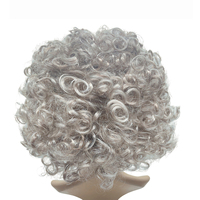 Perruque synthétique courte bouclée grise, perruque de cheveux moelleuse d'apparence naturelle