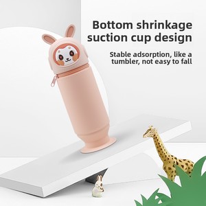Cross-border Creative Stationery Gift Cartoon Cute Circle Pencil Case Stationery Organizer Washable Silicone <b>Pen</b> Holder - Product Image 4