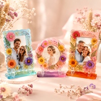 Moule en silicone personnalisé DM1403 pour cadre photo en résine époxy avec support, pour décoration intérieure, cadeau pour animaux de compagnie et famille