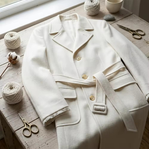 White Faux <b>Wool</b> Woven Fabric 54" Wide For Apparel Upholstery Workwear DIY <b>Craft</b> - Product Image 6