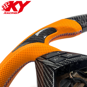 Volante deportivo personalizado de fibra de carbono y cuero naranja, adecuado para BMW E46 E60 E61 E62 E63 E66 E82 E87 E90 E92 - Product Image 2