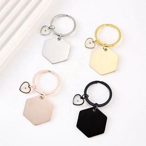 Llavero de Acero Inoxidable Hexagonal con Grabado Láser, Impresión a Color, Material en Blanco, Diseño de Semilla de Mostaza, para DIY - Product Image 2
