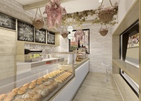 Tienda de repostería de madera sólida, diseño Interior, fabricante de tienda de dulces