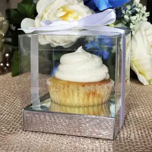 Venta al por mayor cajas personalizadas de plástico fino transparente de PVC RPET para cupcakes