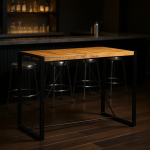 Solid Mango Wood <b>Bar</b> <b>Table</b> 55.1x27.6x43.3 Industrial Design Modern Home <b>Bar</b> Furniture - Product Image 2