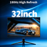 Monitor para PC QHD de 180 Hz y 2560*1440, Pantalla LED Curva de 32 Pulgadas 2K sin Marco, Tiempo de Respuesta de 1 ms, 100% SRGB, Monitor para Juegos