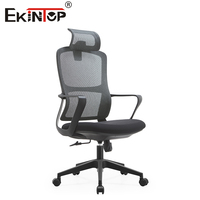 Chaise de bureau exécutive moderne à dossier haut Ekintop, chaise de visiteur en maille pivotante ergonomique, chaise de personnel avec appui-tête réglable, chaises de bureau