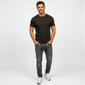 T-shirt pour homme, nouveau, de haute qualité, tendance, décontracté, manches courtes, col rond, en coton - Product Image 1