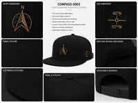 Casquette Snapback Unisexe en Polyester/Coton, Modèle Common Compass, Visière Plate, Style Urbain et Extérieur, Réglable, Logo Personnalisé, Petites Séries