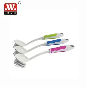 Kitchen Round Scrub Brush for Cleaning Dishes Pots Pan Sink and Bathroom with Comfortable Long Handle