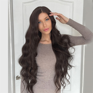Giao Hàng Nhanh Tóc Giả Tổng Hợp Màu Nâu Đen Ren Tổng Hợp Phía Trước Tóc Giả Dài Lượn Sóng Ren Tóc Giả Chịu Nhiệt Mật Độ Cao - Product Image 2