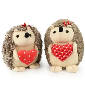 새로운 도착 사용자 정의 부드러운 봉제 장난감 고슴도치 하트 발렌타인 선물 여자 친구를위한 박제 동물 장난감