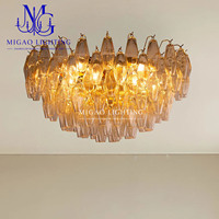 Plafonnier en verre ambré médiéval français, lampe vintage électroplaquée soufflée à la main pour la décoration de salon, chambre, villa, hôtel
