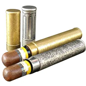 סיגר צינור נסיעות Humidor נחושת נייד מקרה ארז עץ סיגרים קופסא מתכת לחות פונקצית אביזרי עישון