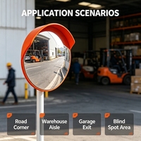 Espejo Convexo Acrílico de Alto Impacto HD, Espejo de Seguridad Vial de Gran Angular de 220 Grados para Puntos Ciegos en Carreteras e Intersecciones Exteriores