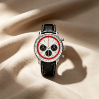 Montre chronographe vintage de luxe pour homme OEM ODM MOQ500, quartz, tachymètre, bracelet en cuir, date, étanche 3BAR, alliage d'acier inoxydable