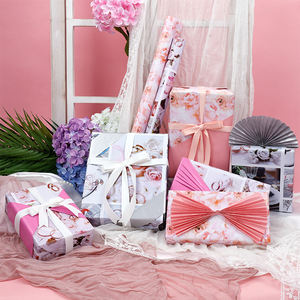 Factory Wholesale Birthday Volantine's Day Double-sided Luxury <b>Paper</b> <b>Roll</b> 43cm X 3m <b>Wrapping</b> <b>Paper</b> for Packaging - Product Image 3