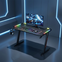 Bureau de jeu en bois AOR pour ordinateur de bureau et usage professionnel, système d'éclairage RGB avec guide de lumière acrylique, porte-gobelet intégré, table PC