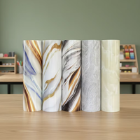 Carrelage mural autocollant Peel and Stick, panneau 3D plus épais, imperméable, en PET, marbre blanc avec rayures dorées, autocollant mural
