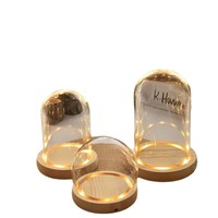 Cloche en verre borosilicate anti-poussière, support de présentation tendance pour figurines, ornement de collection de bureau