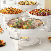 Réchaud à buffet arabe en acier inoxydable blanc alimenté au combustible, capacité de 4,5 L pour mariage et banquet