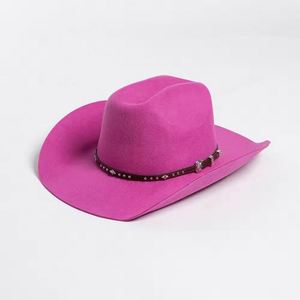 Men Women 100% Wool Cowboy Hats Wholesale Classic Sombrero Western Vintage Felt Pink Cowboy Hat - Product Image 2