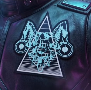 Patchs brodés personnalisables fabriqués en usine, à coudre ou thermocollants, motif triangle crâne de chat mécanique, pour pantalon cargo <span class=keywords><strong>techno</strong></span>, avec Velcro - Product Image 3