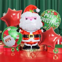 Vente en gros de décorations de Noël en aluminium Mylar gonflables avec ballons en feuille de Noël, motifs de Père Noël mignons, 5 pièces
