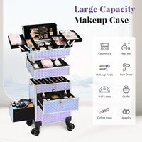 Valise à roulettes pour maquillage 4 en 1 avec tiroirs, valise à roulettes multifonctionnelle pour cosmétiques