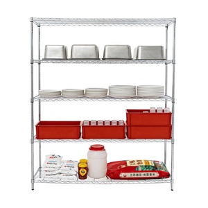 رف تخزين متعدد الأغراض بتصميم مفتوح صحي ورفوف قابلة للتعديل، 5 طبقات من الأسلاك الفولاذية المطلية بالكروم - Product Image 2