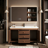 Meuble de salle de bain moderne en bois massif, très vendu, avec miroir, lavabo, robinet et égouttoir en cuivre, fixation murale, pour chambre et maison