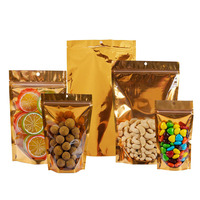 Sachets Doypack en Mylar doré 5x8 pouces, anti-odeur, refermables avec fermeture éclair, pour bonbons lyophilisés et bijoux (vente au détail)