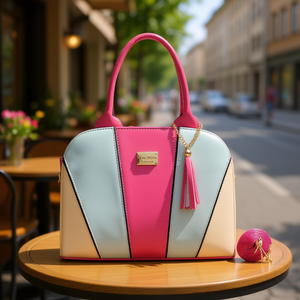 Bolso de Mano Media Luna para Mujer Fana Bruna, Color Buganvilia M3816, Correa de Cadena, Diseño Panelado, para Fiestas y Uso Diario - Product Image 2