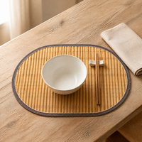 Set de table ovale en bambou 43x30cm, tissé à la main, écologique, réutilisable, pour la décoration de table à manger et de table à thé, personnalisable avec logo OEM