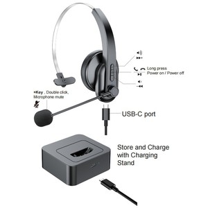 Auriculares Inalámbricos Bluetooth para Call Center, Auriculares de Oficina con Micrófono Flexible, Carga USB-C, para Reuniones en Línea y Hogar - Product Image 4