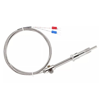 Sensor de Temperatura Termopar Tipo K E M12 con Resorte de Compresión, Cable Blindado, Sensor FX, Sonda de Acero Inoxidable 304