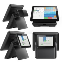 Système de point de vente tactile à double écran pour comptoir de restaurant avec processeur quadricœur, 4 Go de RAM + 64 Go de SSD, système d'exploitation Windows