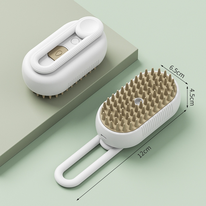 2 Pieces White Pet Electric Spray Massage Comb for Dogs and Cats 3-in-1 Steam Grooming Brush for De-shedding and Waterless Cleaning Solution for Local Pet Owners