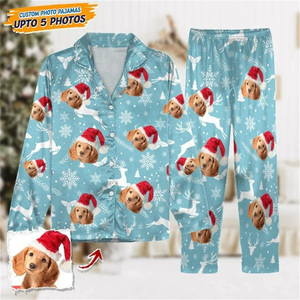 Pyjama d'été confortable en polyester doux à imprimé intégral pour adulte avec motif visage d'animal, idéal pour le dropshipping - Product Image 1