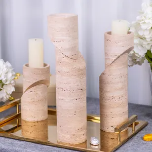 Brand New Luxury Home Accessories Stone Marble Candle Holder Decorative Home Interior Destkop Sculpture Objects For Living