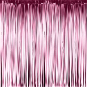 2 Gói Matt Pink Foil Rèm Kim Loại Tinsel <span class=keywords><strong>Backdrop</strong></span> Cửa Fringe Rèm Ảnh Gian Hàng Phông Nền Cho Đám Cưới Sinh Nhật - Product Image 4