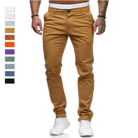Pantalon de jogging OEM personnalisé en polyester uni kaki, coupe slim, avec taille élastique, pour homme