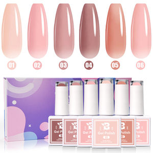 BOZLIN - Juego de 6 Esmaltes de Uñas <span class=keywords><strong>Profesionales</strong></span> en Gel UV, Color Rosa Nude, Translúcido, Efecto Gelatina, Marca Privada - Product Image 1