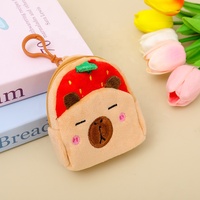 Mignon Capybara mini porte-monnaie porte-clés doux dessin animé écouteur sac de rangement Hamburger Cookie peluche portefeuilles porte-clés