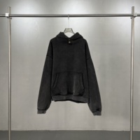 Pull surdimensionné en coton vintage lavé à l'acide avec logo personnalisé Pull uni à capuche avec boutons pour hommes