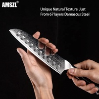 Amszl Wholesale Classic Artisan Collection Santoku Couteau de chef 67 couches en acier damas Couteau de cuisine japonais forgé