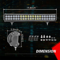 Support de plaque d'immatriculation de 20 pouces, barre lumineuse LED à double rangée de 126 W, faisceau combiné blanc 6000 K pour voiture