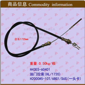 Cable de Acelerador al por Mayor para Montacargas HL/1720 H2 # Cable de Cobre y Plástico 5-10T/6BG1/S6S H43E5-60401 para Control de Motocicleta - Product Image 1