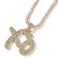 Nuevo Collar con Colgante de Dijes XO de Abrazos y Besos Chapado en Oro de 18K con Letra Inicial CZ, Joyería de Rapero