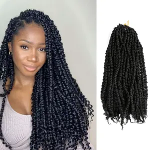 Cabelo de crochê paixão trançado pré-loop sintético onda de água cabelo de crochê paixão pré-trouçado